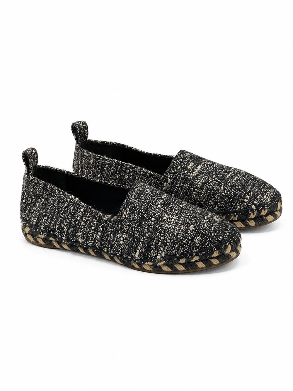Proenza Schouler Marbled Black & White Tweed Espadrille Flats Size 9.5 US